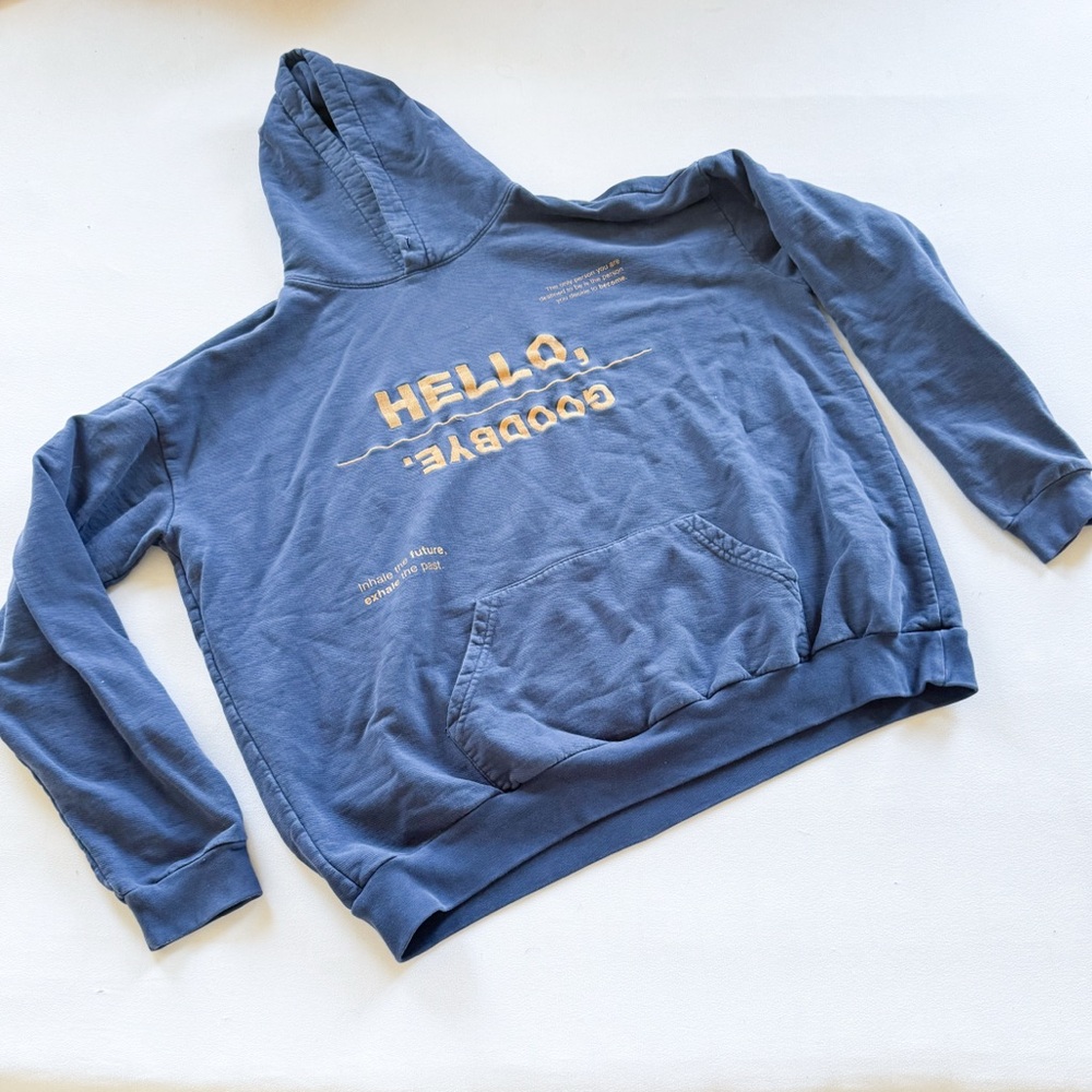 Mayfair Blue & Gold Hello Goodbye Women's Sweater Set with Gold Accents - Picture 2 of 10